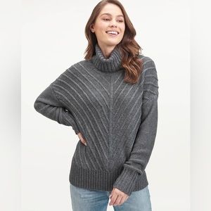 Splendid Arabella Cowl Neck Wool Blend Sweater Gray Medium M Chevron